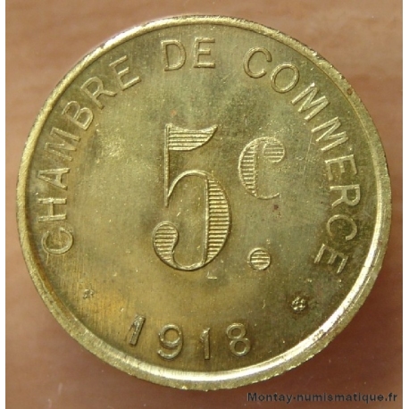 Rouen (76) 5 Centimes 1918 Essai laiton Chambre de Commerce