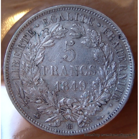 5 Francs Cérès 1849 BB Strasbourg