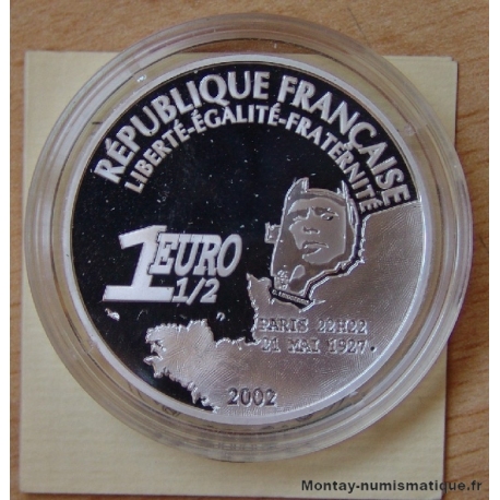 1 euro 1/2  Vol au dessus de l'Atlantique 2002 BE