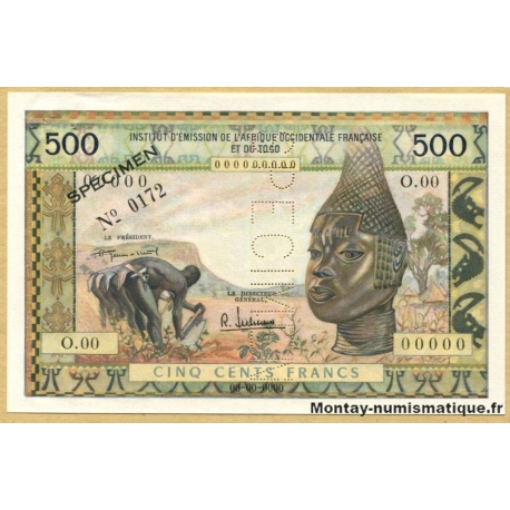 TOGO et AOF - 500 Francs ND SPECIMEN