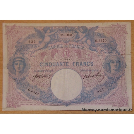 50 Francs bleu et rose 20-01-1908 O.3370