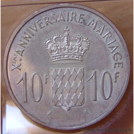 Monaco 10 Francs 1966  Flan Bruni 10 eme Anniversaire Mariage