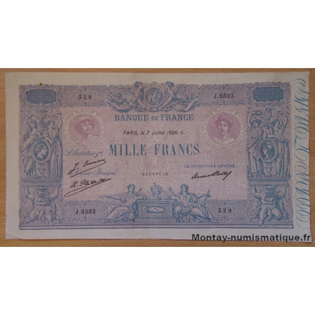 1000 Francs bleu et rose 07 juillet 1926 J.2523