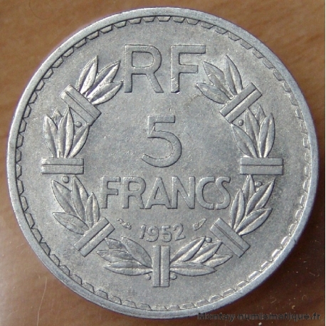 5 Francs Lavrillier Aluminium 1952