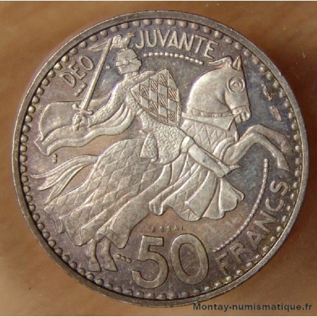 Monaco 50 Francs 1950 Rainier III essai argent