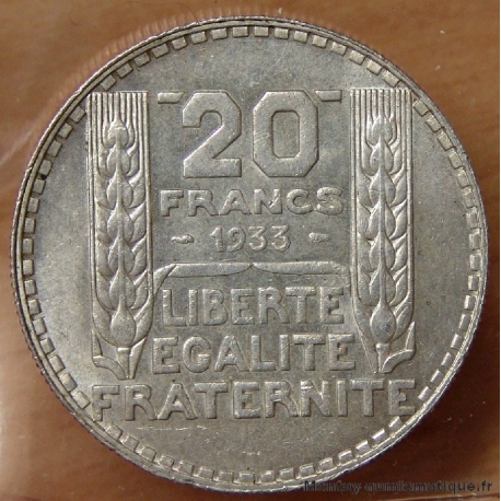 20 Francs Turin 1933 Rameaux court