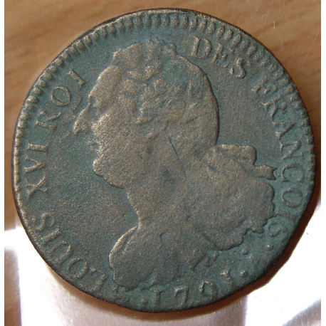 2 Sols François 1791 A ( points sur le A)