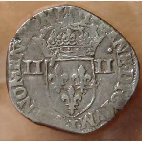 Henri III Quart Ecu 1582 T Nantes  croix de face