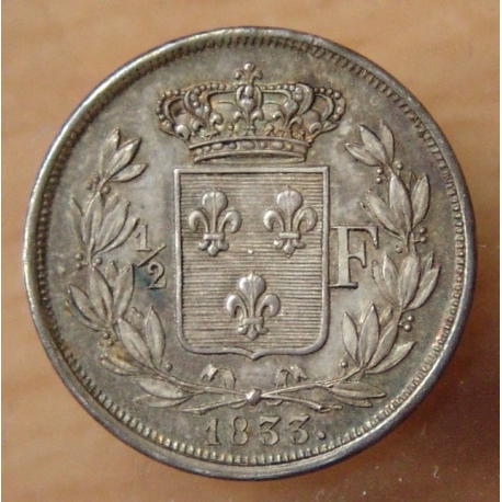 1/2  Franc  Henri V 1833 buste juvénile argent