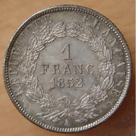 1 Franc Louis Napoléon Bonaparte 1852 A Paris