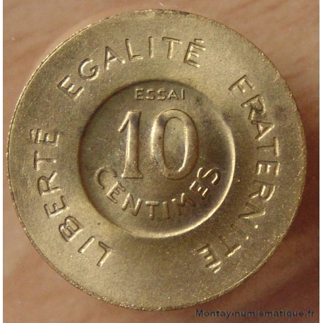 10 centimes Rude 1909 essai bronze aluminium 3 viroles.