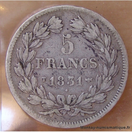 5 Francs Louis Philippe laurée 1831 T Nantes