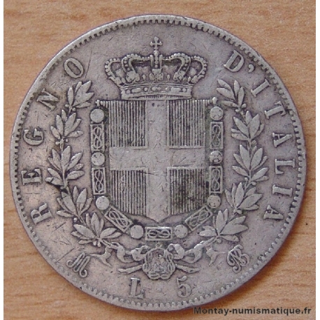 Italie - 5 Lire Victor Emmanuel II 1871 M Milan