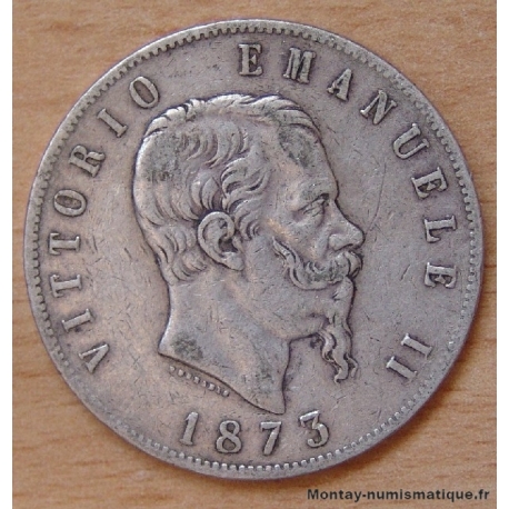 Italie - 5 Lire Victor Emmanuel II 1873 M Milan