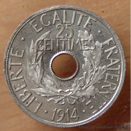 Essai de 25 centimes 1914 Concours de Delpech grand module