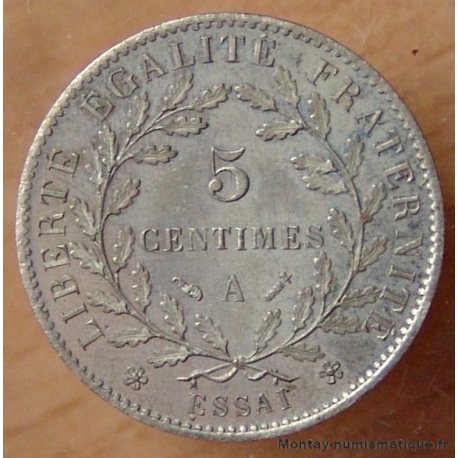 Essai de 5 Centimes  Dupré 1881 A flan rond