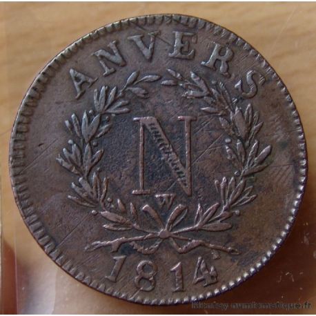 10 CENT. Napoléon Ier, 1814 W point après obsidionale.