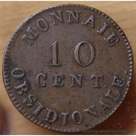 10 CENT. Napoléon Ier, 1814 W point après obsidionale.