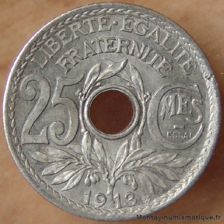 Essai de 25 centimes 1913 Lindauer grand module.