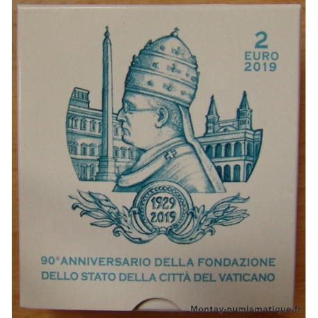 Vatican 2 Euro Belle Épreuve 2019 Fondation de l'état du Vatican