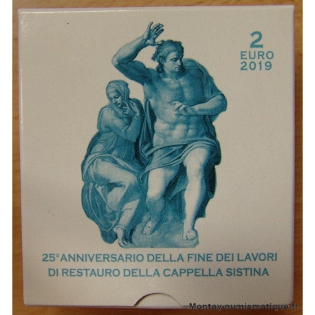 Vatican 2 Euro Belle Épreuve 2019 Restauration Chapelle Sixtine