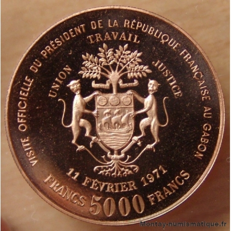 Gabon 5000 Francs 1971 essai visite du président Georges Pompidou