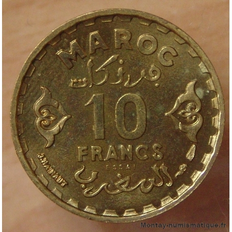 Maroc 10 Francs 1371 H (1952) Essai