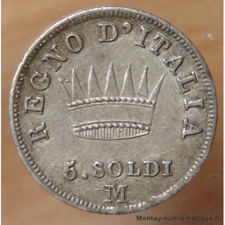 Italie 5 soldi Napoléon I 1808 M Milan