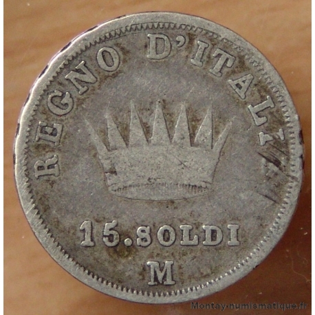 Italie 15 soldi Napoléon I 1808 M Milan