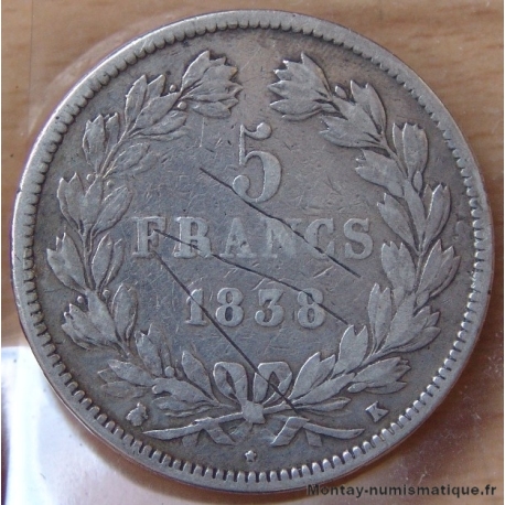 5 Francs Louis Philippe 1838 K Bordeaux