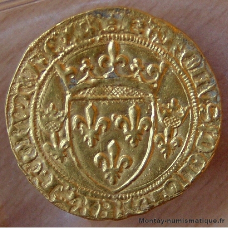 Charles VII Ecu d'Or à la couronne Lyon (ND -1450) Emission 6