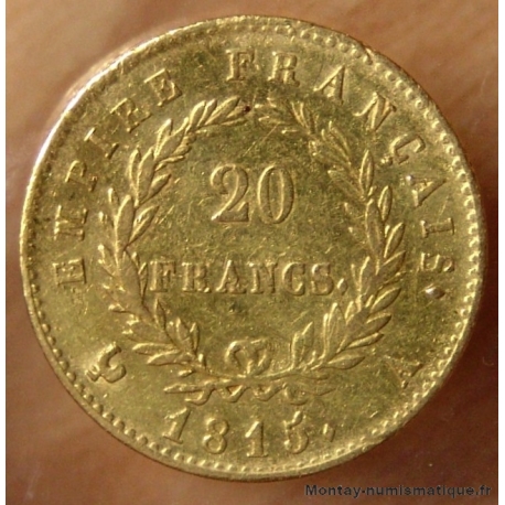 20 Francs Or Napoléon I Cent-Jours 1815 A Paris