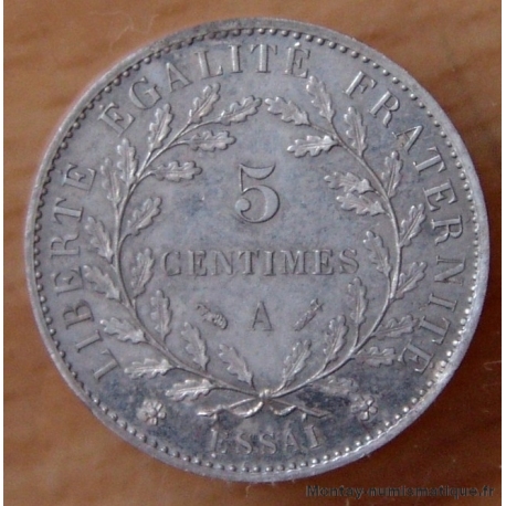 Essai de 5 Centimes Merley type I 1881 A