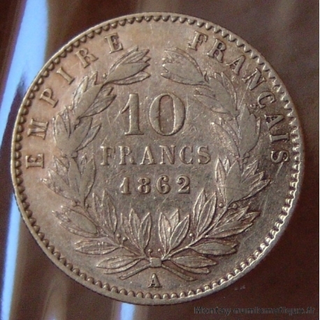 10 Francs Or Napoléon III 1862 A Paris