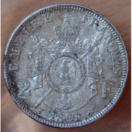 2 Francs Napoléon III 1867 BB Strasbourg