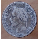 20 Centimes Napoléon III 1866 BB Strasbourg, tête laurée .