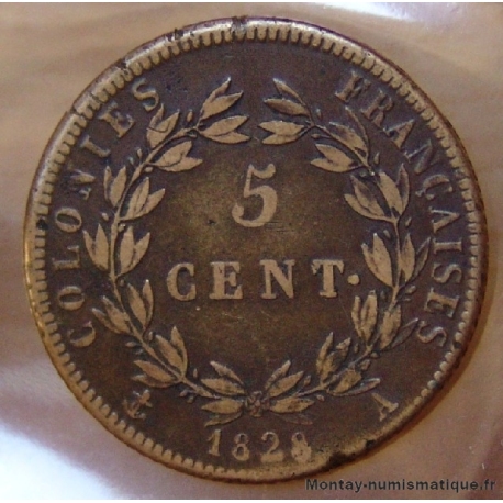 Guyane 5 Centimes Charles X 1828 A