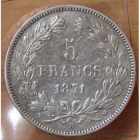 5 Francs Cérès  1871 K étoile sans légende