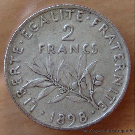 2 Francs Semeuse 1898 Flan Mat